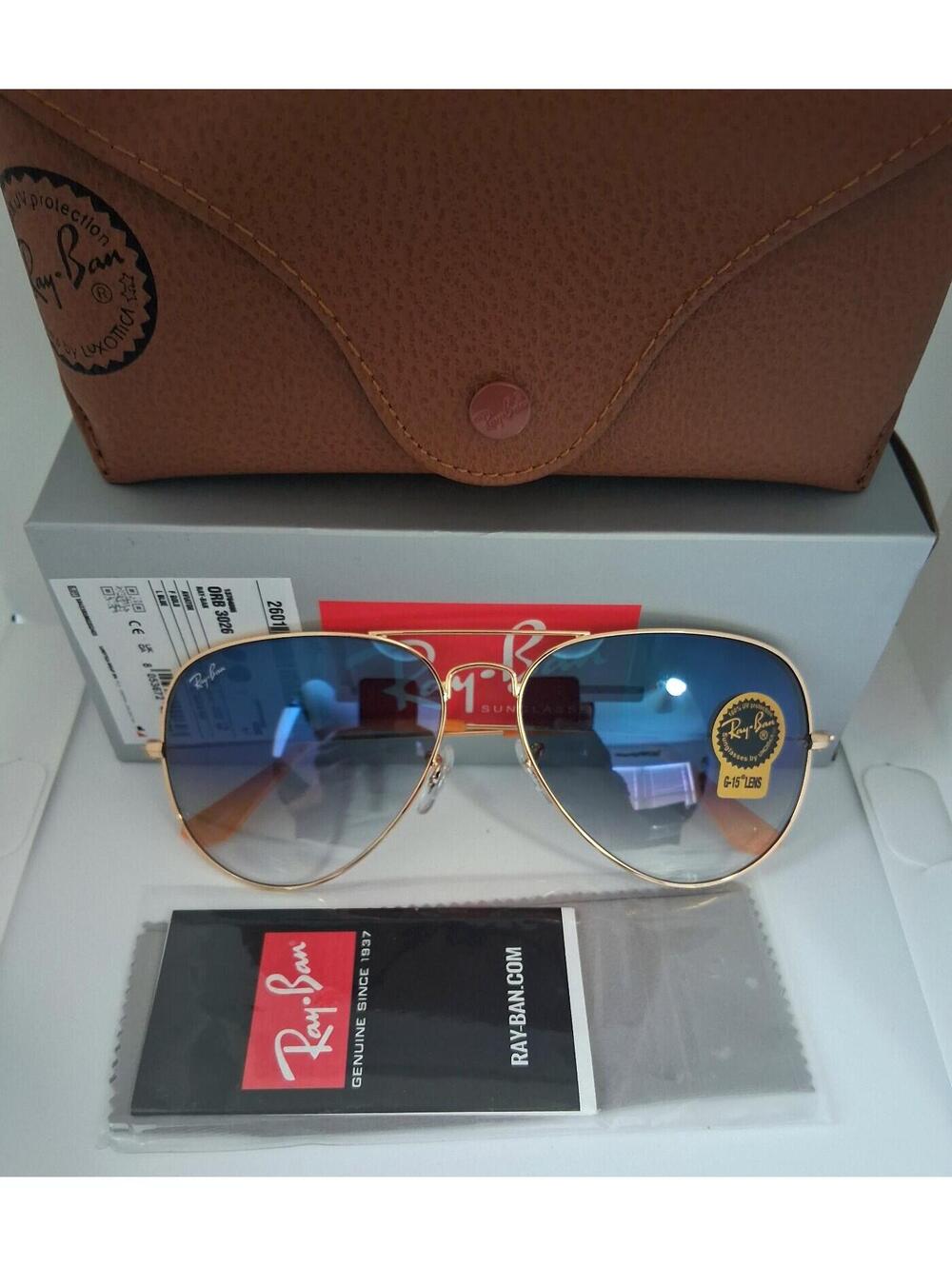 💁🏽♂️ Ray-Ban RB3026 Gold Frame Blue Gradient Lens 62mm Sunglasses